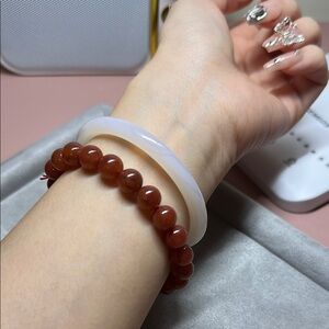 Elegant Red Bracelet with small white Bangle Set